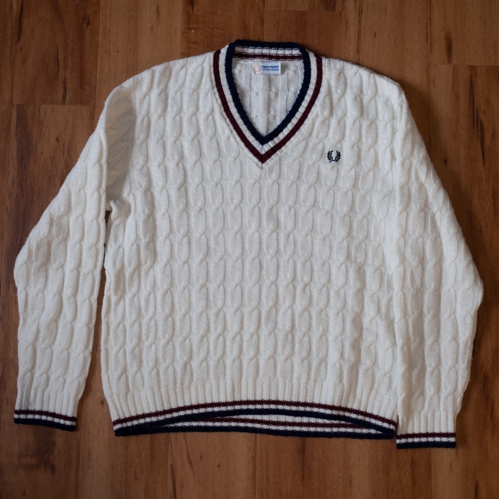 Vintage White Knit Sporty Sweater